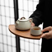 苏氏陶瓷（SUSHI CERAMICS） 豆黄汝窑 石瓢壶车载旅行茶具 石瓢壶200ml/方圆杯70ml/干泡盘/旅行包(单位：套)