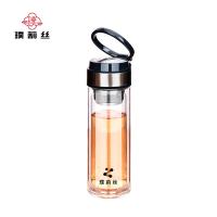 璞莉丝 PLS8072 便携系列带提环双层玻璃杯 385ml （单位：个) 颜色随机
