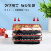 特美居 TMJ-088一次性正方带盖1000型五格吸塑打包餐盒100套装（单位：箱）黑红