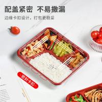 特美居 TMJ-088一次性正方带盖1000型五格吸塑打包餐盒100套装（单位：箱）黑红
