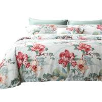 富安娜（fuanna）诺微花妍纯棉四件套  被套203*229cm；床单230*240cm；枕套74*48cm*2（单位：套）绿色