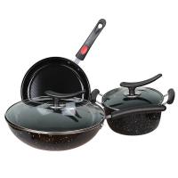 LUVHOO  LH-TZ15 伯尔尼-珐琅锅三件套炒锅+汤锅+煎锅 32cm+20cm+24cm（单位：套）黑色