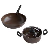 巴米乐（BURNELL）搪瓷锅具三件套 BNL-GT205 炒锅320mm 煎锅220mm 炖锅220mm含盖（单位：套）咖色