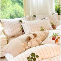 奥芙妮 快乐精灵全棉四件套 AO-QMS25409 被套200*230cm床单230*245cm枕套48*74cm*2 (单位:套) 条纹米白