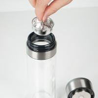 有福有派YF-2519-350一键开盖双层玻璃泡茶杯350ml（单位：个）透明色