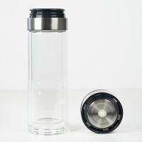 有福有派YF-2519-350一键开盖双层玻璃泡茶杯350ml（单位：个）透明色