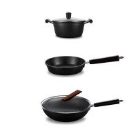 三禾（SANHO）T322火焰纹老铁锅三件套（炒锅*32cm*1+煎锅*22cm*1+汤锅*22cm*1 ）（单位:套）