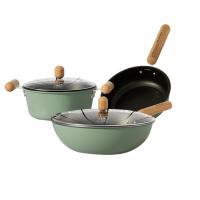 巴米乐（BURNELL） BNL-GT206  钛享生活锅具套装 3件套 绿色（单位：套）煎锅22cm*1+炒锅32cm*1+汤锅22cm*1
