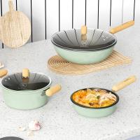 巴米乐（BURNELL） BNL-GT206  钛享生活锅具套装 3件套 绿色（单位：套）煎锅22cm*1+炒锅32cm*1+汤锅22cm*1