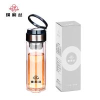 璞莉丝 PLS8072 便携系列 双层玻璃杯 385ml（单位：个）颜色随机