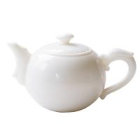 苏氏陶瓷（SUSHI CERAMICS）羊脂玉中国白如意陶瓷功夫茶具泡茶壶猪油白亮光款礼盒装 220ml（单位：个）猪油白