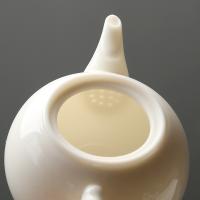 苏氏陶瓷（SUSHI CERAMICS）羊脂玉中国白如意陶瓷功夫茶具泡茶壶猪油白亮光款礼盒装 220ml（单位：个）猪油白