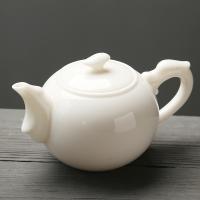 苏氏陶瓷（SUSHI CERAMICS）羊脂玉中国白如意陶瓷功夫茶具泡茶壶猪油白亮光款礼盒装 220ml（单位：个）猪油白