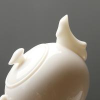 苏氏陶瓷（SUSHI CERAMICS）羊脂玉中国白如意陶瓷功夫茶具泡茶壶猪油白亮光款礼盒装 220ml（单位：个）猪油白