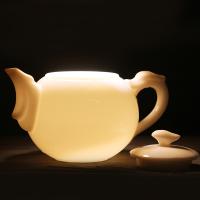 苏氏陶瓷（SUSHI CERAMICS）羊脂玉中国白如意陶瓷功夫茶具泡茶壶猪油白亮光款礼盒装 220ml（单位：个）猪油白