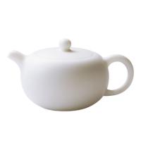 苏氏陶瓷（SUSHI CERAMICS）羊脂玉中国白圆珠陶瓷功夫茶具泡茶壶德化猪油白亚光款礼盒装 220ml（单位：个）猪油白