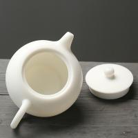 苏氏陶瓷（SUSHI CERAMICS）羊脂玉中国白圆珠陶瓷功夫茶具泡茶壶德化猪油白亚光款礼盒装 220ml（单位：个）猪油白