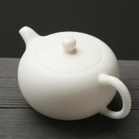 苏氏陶瓷（SUSHI CERAMICS）羊脂玉中国白圆珠陶瓷功夫茶具泡茶壶德化猪油白亚光款礼盒装 220ml（单位：个）猪油白