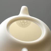 苏氏陶瓷（SUSHI CERAMICS）羊脂玉中国白圆珠陶瓷功夫茶具泡茶壶德化猪油白亚光款礼盒装 220ml（单位：个）猪油白