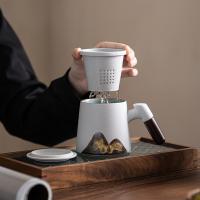 苏氏陶瓷（SUSHI CERAMICS）手绘釉画彩千里江山聚财办公杯陶瓷内胆过滤茶隔水杯 容量360ml（单位：个）