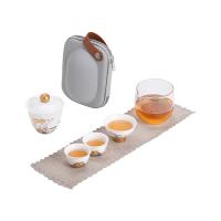 苏氏陶瓷（SUSHI CERAMICS）九色祥鹿旅行便捷配主人杯茶具7件套 盖碗140ml+主人杯40ml+茶杯30ml*2+公道杯280ml+便携包+茶巾（单位：套）