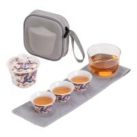 苏氏陶瓷（SUSHI CERAMICS）祥龙旅行茶具便捷套组7件套 盖碗150ml+茶杯40ml*3+公道杯200ml+便携包+茶巾（单位：套）