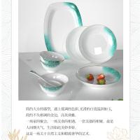 康巴赫（KOBACH） LPB-JFCGC025 金翡翠骨瓷餐具25头 4.5寸高脚碗*8+勺子*8+鱼盘*1+8寸深盘*8（单位：套）