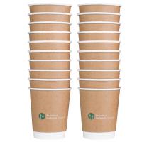 得力（deli）19204 牛皮纸防烫双层纸杯 280ml 20只/包（单位：包） 棕