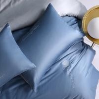 水星家纺（MERCURY） 1.8米床斯玫 60S长绒棉刺绣四件套 床品套件 220cm×240cm 水蓝色（单位：套）