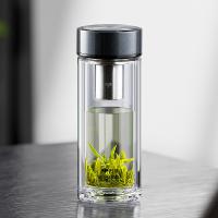 万象 V923RL 双层防烫高硼硅杯体加厚玻璃杯 370ML 高级灰 (单位:个)