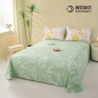 晚安家纺 秋日暖绒四件套 轻花叶舞 被套203*229cm床单230*240cm枕套74*48cm*2 (单位:套) 黄绿带花