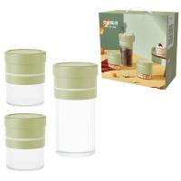 艾逸瑶选CJ-21075晶萃系列百变储物罐3件套 储物罐500ml*2+储物罐1000ml*1（单位：套）绿色