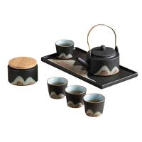 苏氏陶瓷（SUSHI CERAMICS） 千里江山 提梁干泡茶具套装 7件套 提梁壶+茶叶罐+干泡盘+品茗杯*4（单位：套）