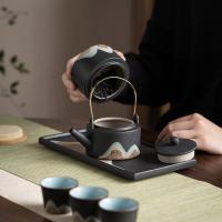 苏氏陶瓷（SUSHI CERAMICS） 千里江山 提梁干泡茶具套装 7件套 提梁壶+茶叶罐+干泡盘+品茗杯*4（单位：套）