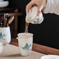 金镶玉 富贵山水 功夫茶具 8件套(单位：套) 茶壶*1 盖碗*1 公杯*1 茶漏*1 茶洗*1 茶道*1茶杯*8 茶叶罐*1 礼盒*1 白色