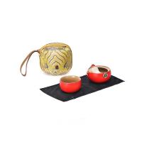 万仟堂 事事如意·快客杯02 旅行套装茶具 茶壶101*96*51mm+茶杯74*74*47mm+茶巾+便携包 （单位：套） 朱漆釉