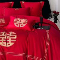 小熊家纺 BHCG-2606 添喜纯棉时尚绣花婚庆四件套  被套:200x230cm*1 单人枕套:48x74cm*2 床单:245x250cm*1 (单位: 套) 天地盖礼盒包装