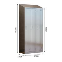 臻远 ZY5052624 201不锈钢斜顶更衣柜 90*42*180cm/195cm 银色 三门 (单位:台)