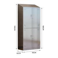 臻远 ZY5052625 201不锈钢斜顶更衣柜 90*42*180cm/195cm 银色 四门 (单位:台)