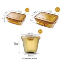 康宁（VISIONS） SN-BXH03P051H/KZ 保鲜盒3件套 长方形600ml+加深圆形700ml+分隔980ML (单位:套)琥珀色 新老包装随机发货