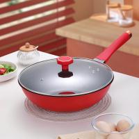 易铂 YPAL-9068 莱克申红色炒锅不粘平底炒锅电磁炉通用 32cm（单位：个）红色