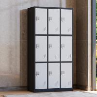臻远 ZY5062041 铁皮更衣柜 90*42*180CM 黑框白门 密码锁 九门 (单位:台)