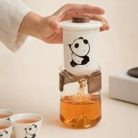 贝格帝 BGD-XMC05 熊猫羊脂玉瓷旅行套装 一壶四杯 茶壶350ml 茶杯50ml*4 礼盒装 随机款式发货 (单位:套)