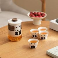 贝格帝 BGD-XMC05 熊猫羊脂玉瓷旅行套装 一壶四杯 茶壶350ml 茶杯50ml*4 礼盒装 随机款式发货 (单位:套)