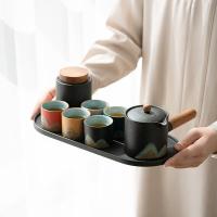 苏氏陶瓷（SUSHI CERAMICS） J0923 手绘釉画彩千里江侧把壶干泡盘五色杯 整套茶具 (单位:套)