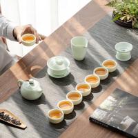 苏氏陶瓷（SUSHI CERAMICS） J0433 翡翠玉功夫茶具套装羊脂玉陶瓷三才盖碗青瓷泡茶壶茶杯大套 礼盒装 (单位:套)