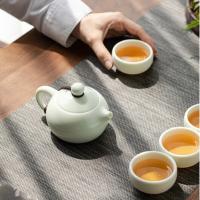 苏氏陶瓷（SUSHI CERAMICS） J0433 翡翠玉功夫茶具套装羊脂玉陶瓷三才盖碗青瓷泡茶壶茶杯大套 礼盒装 (单位:套)