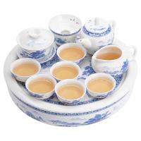 苏氏陶瓷（SUSHI CERAMICS） J0429 国潮青花功夫茶具茶盘大套组陶瓷储水托盘三才盖碗泡茶壶薄胎 整套茶具 (单位:套)