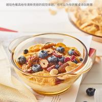 艾逸瑶选 CJ-21140 铂萃系列高硼硅玻璃餐具4件套 5.5寸双耳碗*1+ 7寸盘*2+270ML九棱杯*1 琥珀色 新旧包装随机发货 (单位:套)