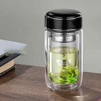 明霞 MXJD8003-ST300 商务高档双层鹅蛋玻璃杯 300ml (单位: 个)颜色随机